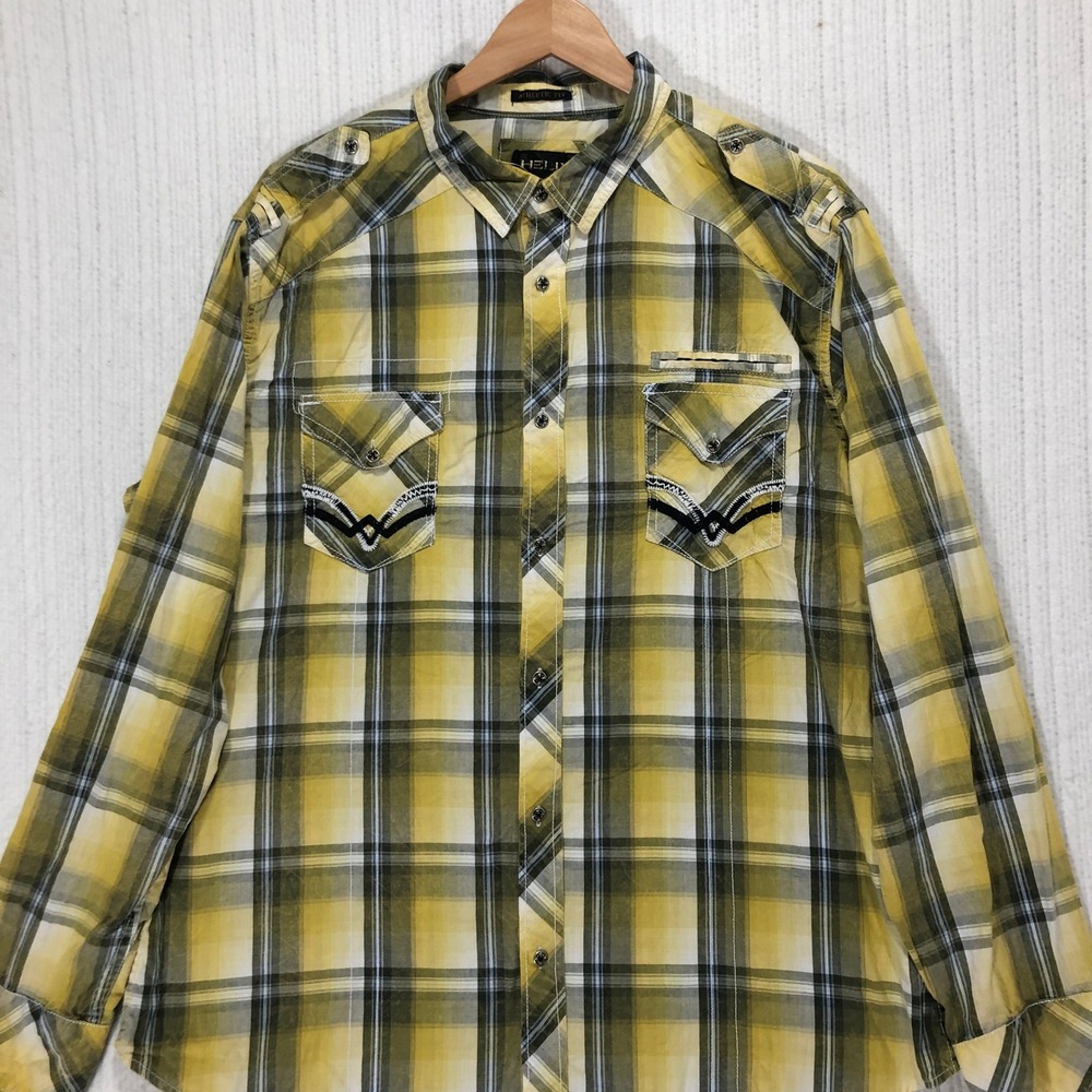 Helix Plaid Button Down Shirt - Long Sleeve, Western Pockets, XXL